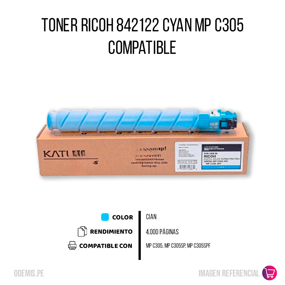 Toner Ricoh 842122 Cian 83g C305. C305SP Compatible