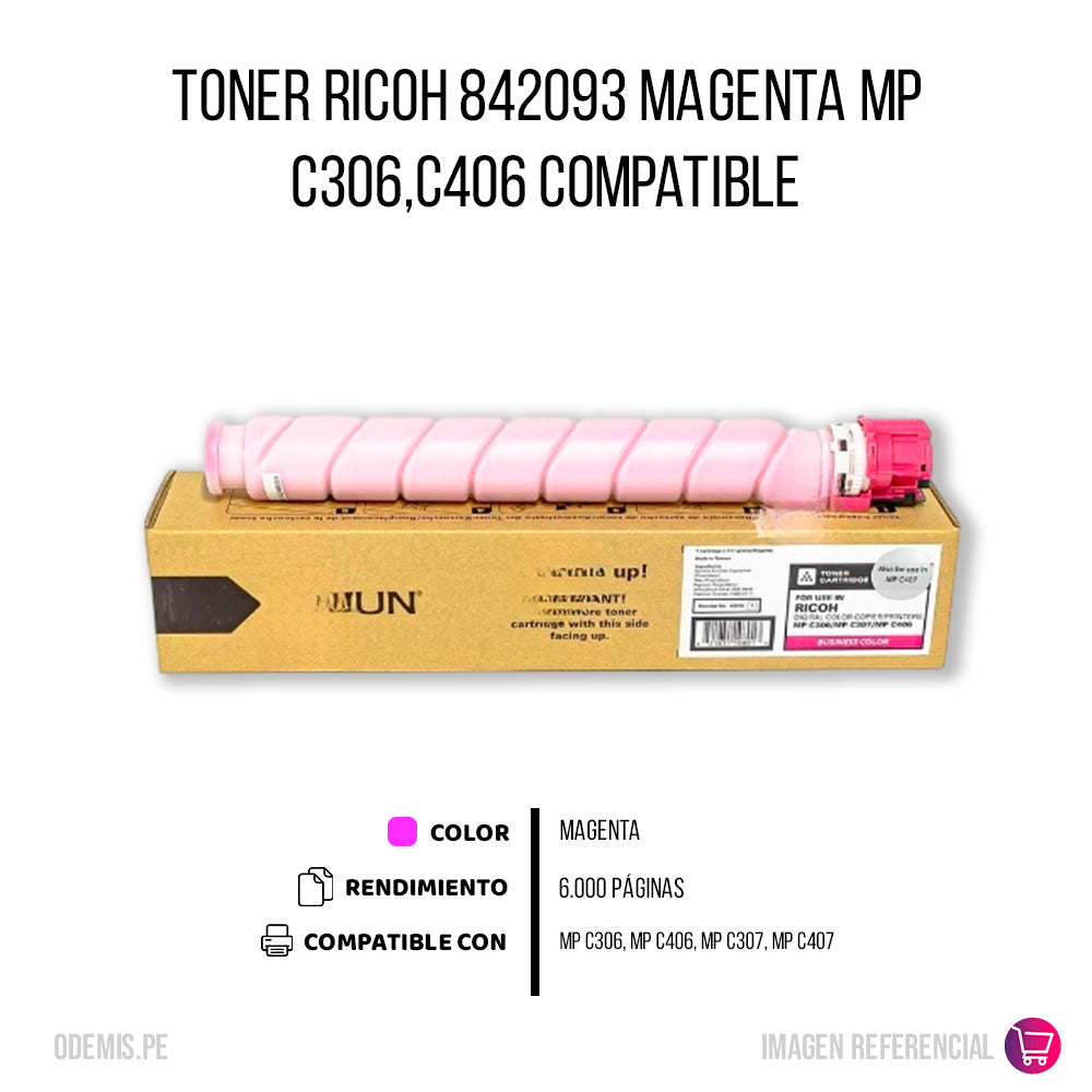 Toner Ricoh 842093 Magenta 117g MP C306. MP C406 Compatible