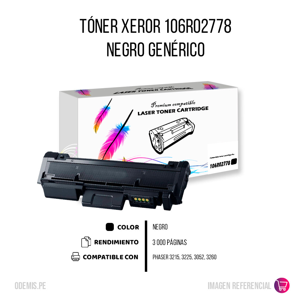 Toner Xerox 106R02778 Negro 3K Pág. 3052. 3215 Compatible