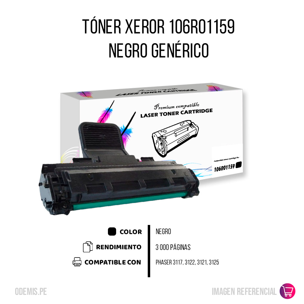 Toner Xerox 106R01159 Negro 3K Pág. 3117. 3122 Compatible