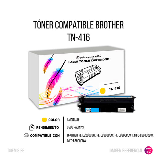 Toner Brother TN-416 Yellow 6,5K Pág. HL-L8260CDW Compatible