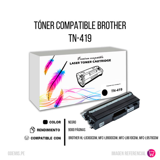 Toner Brother TN-419 Negro 9K Pág. L8900CDW Compatible