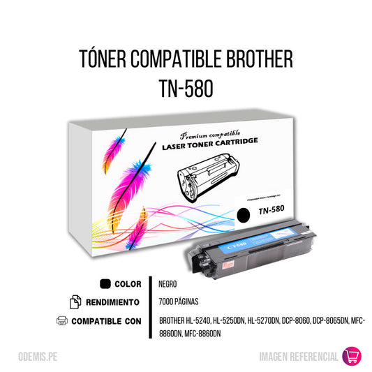 Toner Brother TN-580 Negro 7K Pág. HL-5240 Compatible