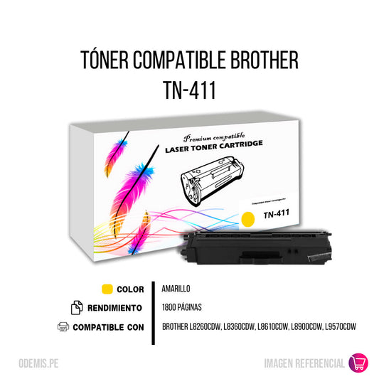 Toner Brother TN-411 Yellow 1.8K Pág. HL L8260CDW Compatible