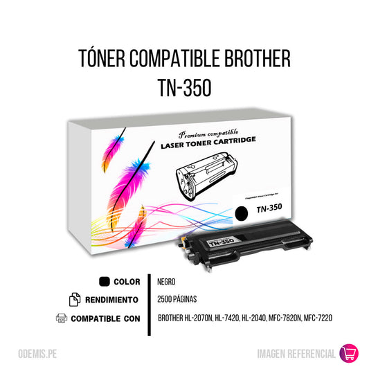 Toner Brother TN-350 Negro 2,5K Pág. MFC7820N Compatible