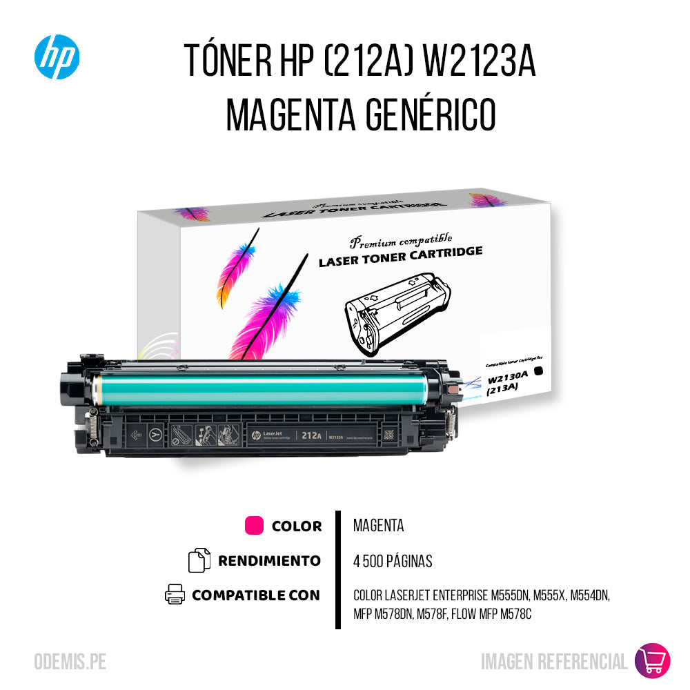 Toner Hp 212A Magenta W2123A 4,5K Pág. M555 Compatible