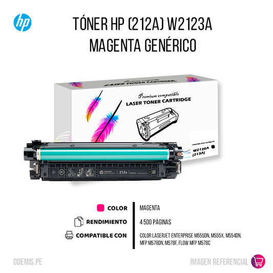 Toner Hp 212A Magenta W2123A 4,5K Pág. M555 Compatible