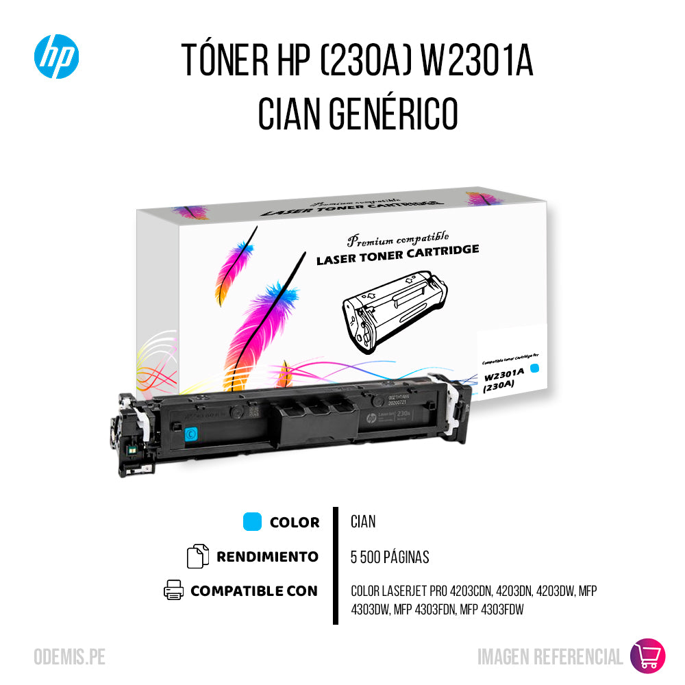 Toner Hp 230A Cyan W2301A 1.8K Pág. 4203 Compatible