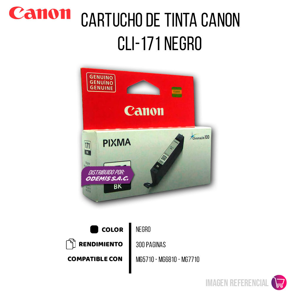 Tinta Canon Cli-171 Black 6.5ML MG5710 Original