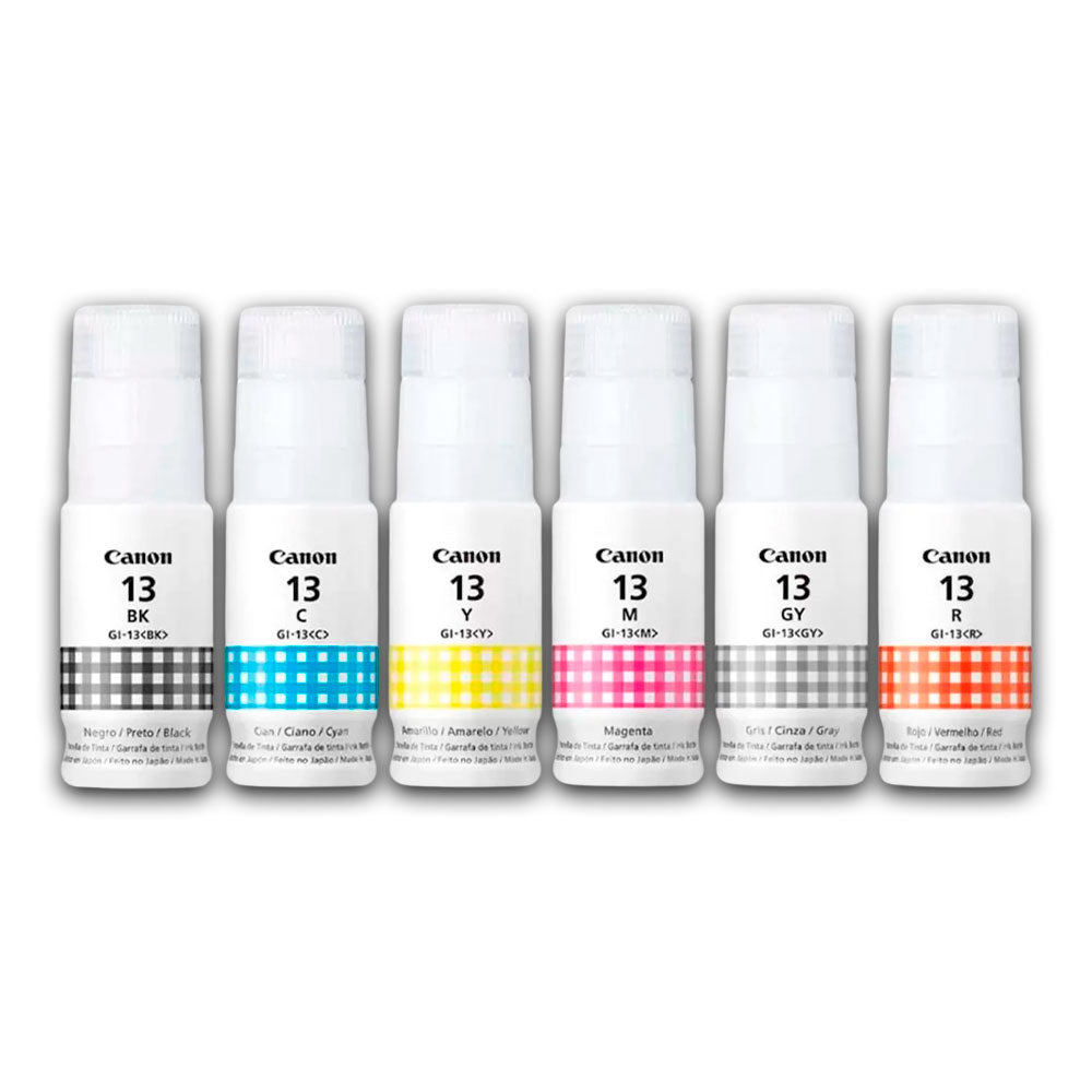 Mega Kit Tinta Canon Gi-13 Bk C M Y Gy R 70ML G510 Original