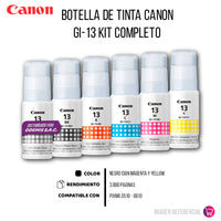 Mega Kit Tinta Canon Gi-13 Bk C M Y Gy R 70ML G510 Original