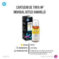 Tinta Hp GT52 Yellow M0H56Al 8K Pág. 115, 410 Original