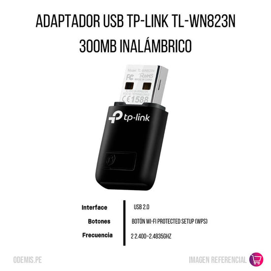 Adaptador USB TP-LINK TL-WN823N 300MB Inalámbrico