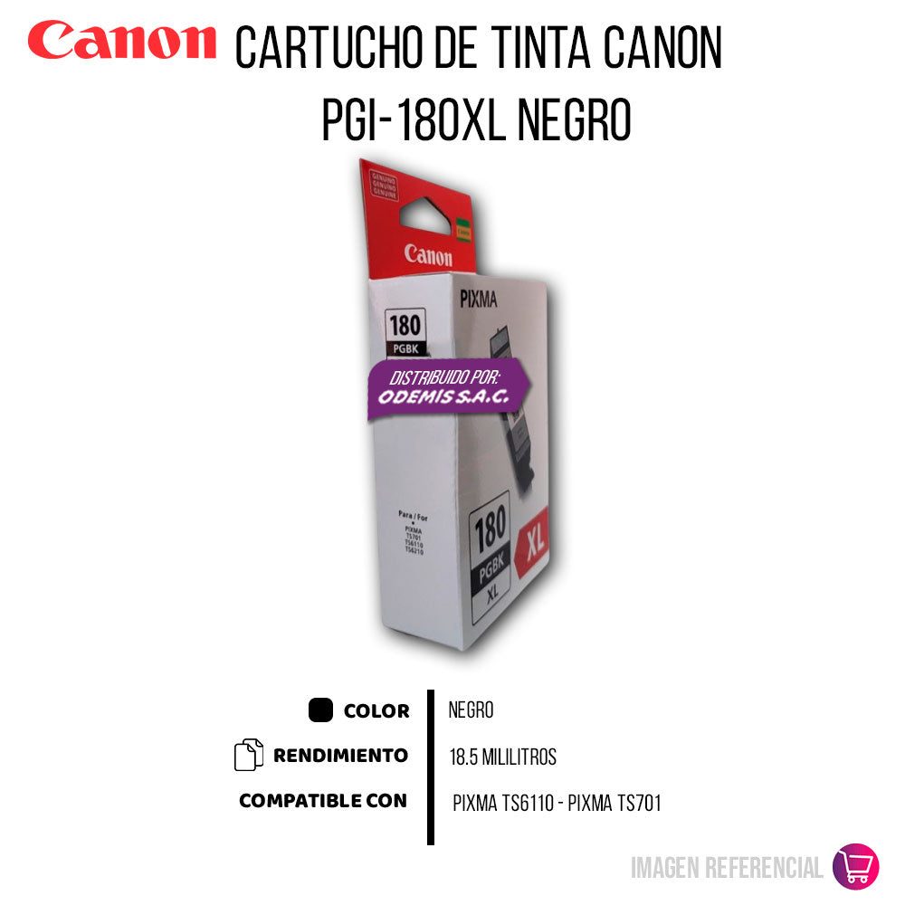 Tinta Canon Pgi-180Xl Black 400 Pág. TS6110 Original