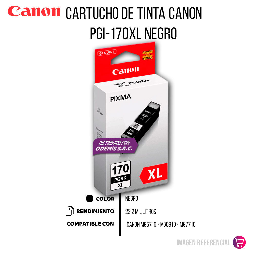 Tinta Canon Pgi-170 Xl Black 22ML MG5710 Original