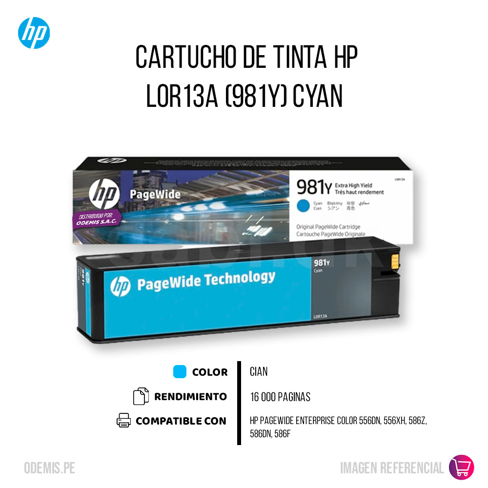 Tinta Hp 981Y Cyan L0R13A 16K Pág. 56DN Original