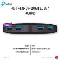 Hub Tp-Link Uh400 Usb 3.0 De 4 Puertos