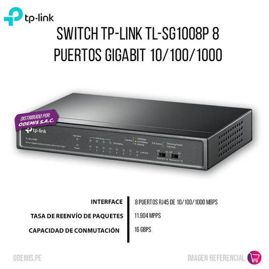 Switch Tp-Link TL-SG1008P 8 Puertos Gigabit 10/100/1000 Mbps