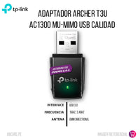 Adaptador Archer T3U AC1300 MU-MIMO USB Calidad