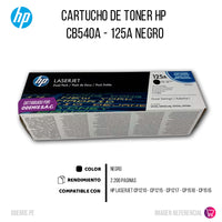 Toner Hp 125A Black Cb540A 2,2K Pág. CP1210 Original