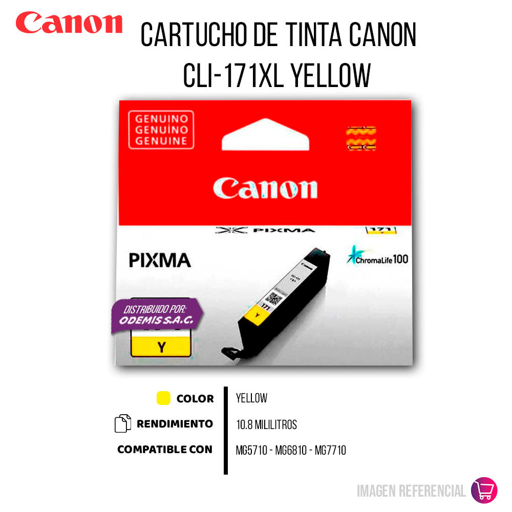Tinta Canon Cli-171 Xl Yellow 10,8 ML MG5710 Original