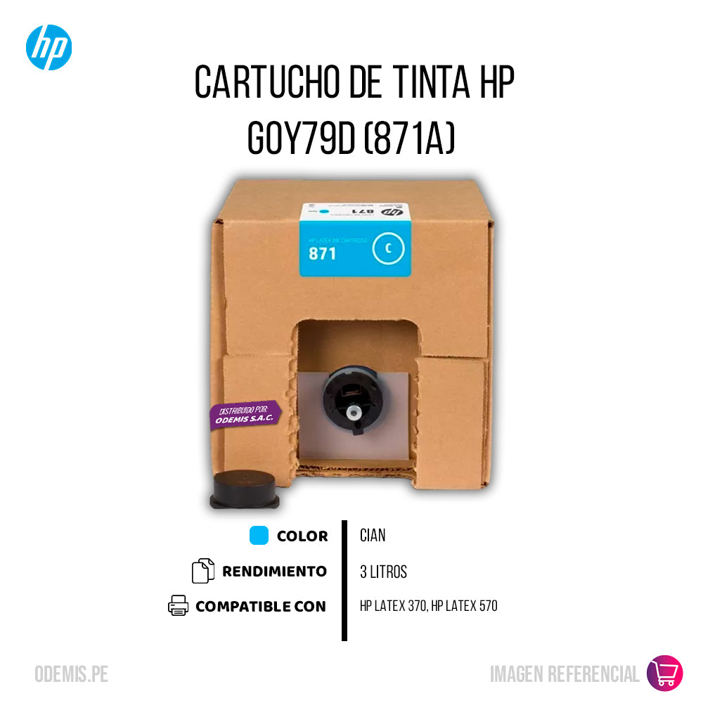 Tinta Hp 871A Cyan G0Y79D 3 Litros 370 Original