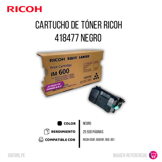 Toner Ricoh Im 550 418477 Black 25K Pág. Im 550 Original