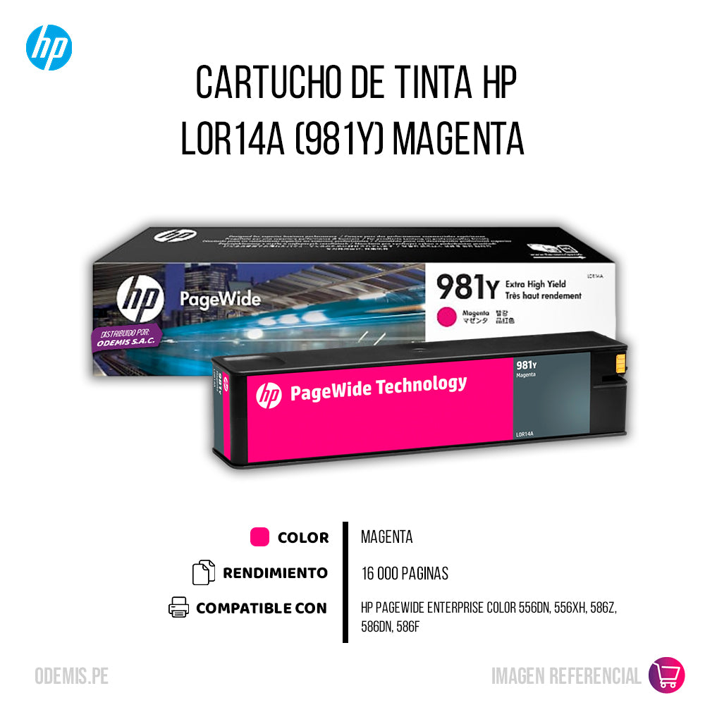 Tinta Hp 981Y Magenta L0R14A 16K Pág. 56DN Original