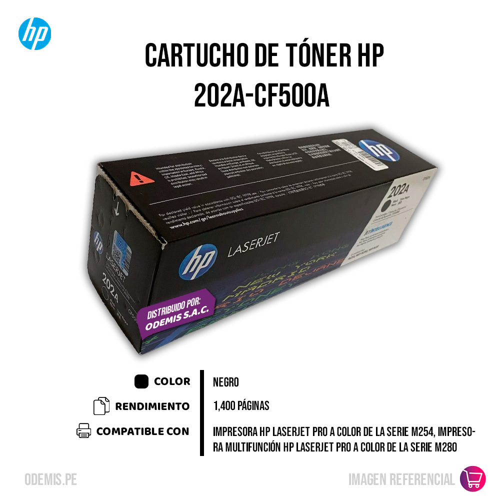 Toner Hp Cf500A (202A) Negro M254dw, M254dn 1,400 pág original