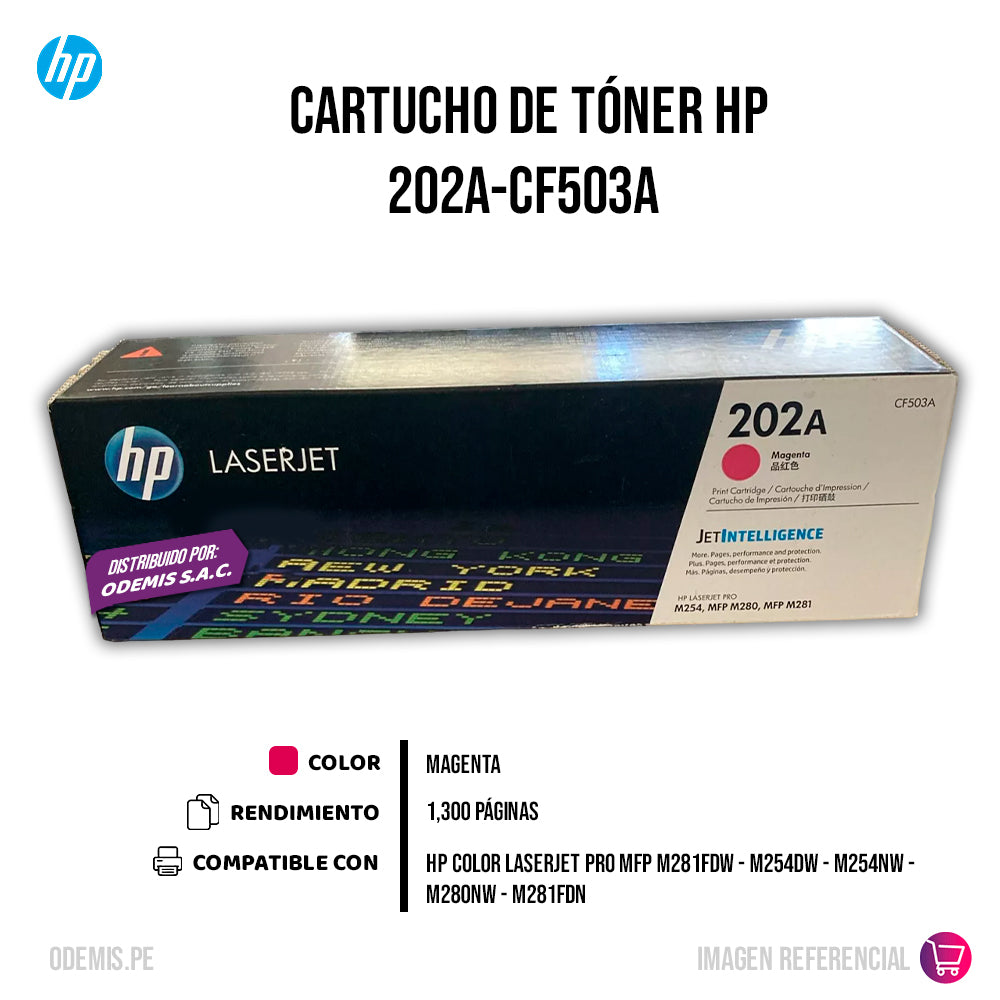 Toner Hp Cf503A (202A) Magenta M254dw, M254dn 1,300 pág Original