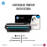Toner Hp Ce260A (647A) Negro CP4025, CP4525 8,500 pág Original