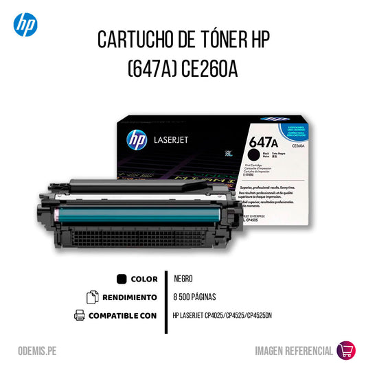 Toner Hp Ce260A (647A) Negro CP4025, CP4525 8,500 pág Original