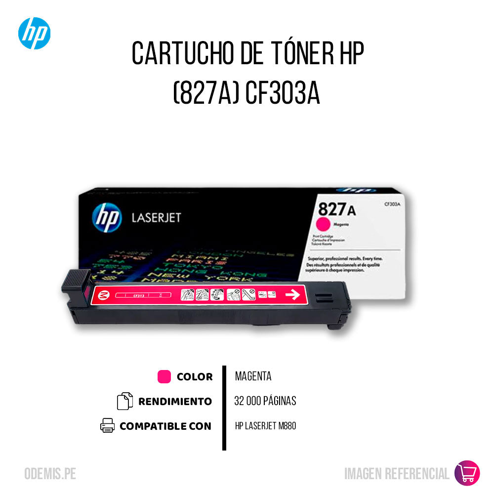 Toner Hp Cf303A (827A) Magenta M880z, M880z 32,000 pág Original