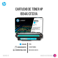Toner Hp Cf331A (654A) Cyan M680, M651 15,000 pág Original