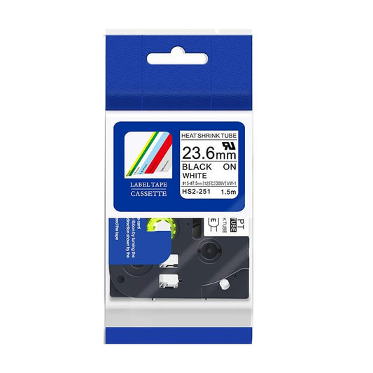 Brother Hse251 23.6 Mm X 1.5M Size Heat Shrink Tubing Black On White