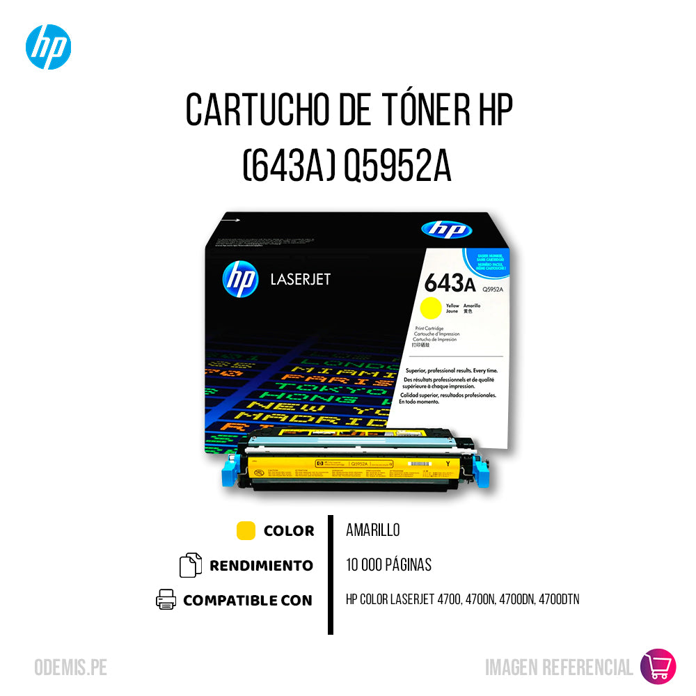 Toner Hp Q5952A (643A) Yellow 4700dn, 4700nv 10,000 pág Unico