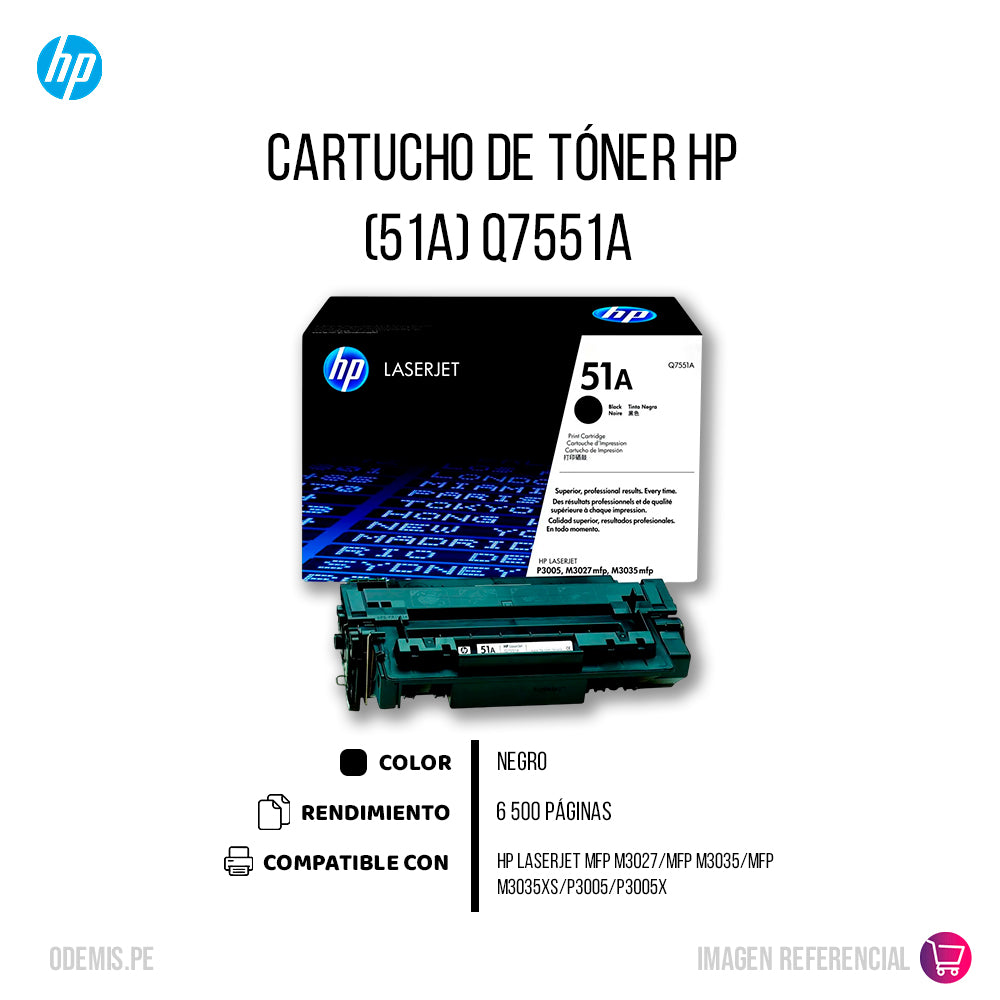 Toner Hp Q7551A (51A) Negro P3005, P3005d 6500 pág Original