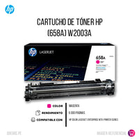 Toner Hp W2003A (658A) Magenta M776dn M776z 6,000 Pgs Original