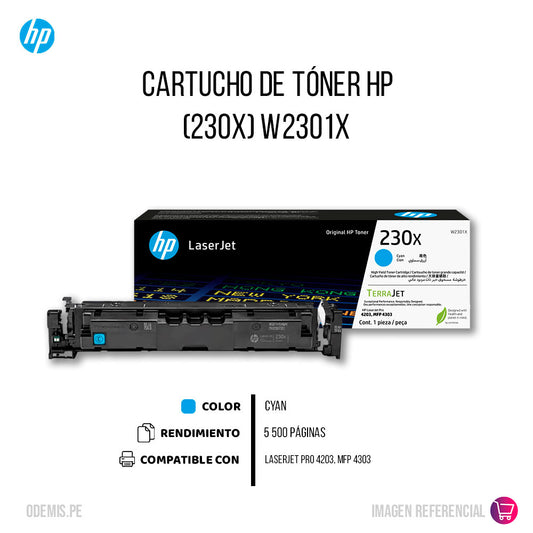 Toner Hp W2301X (230X) Cyan 4303dwe, 4303dw 5500 pag Original