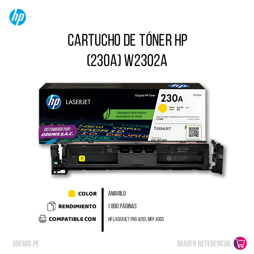 Toner Hp W2302A (230A) Yellow 4203cdn 4203dn 1,800 Pags Original