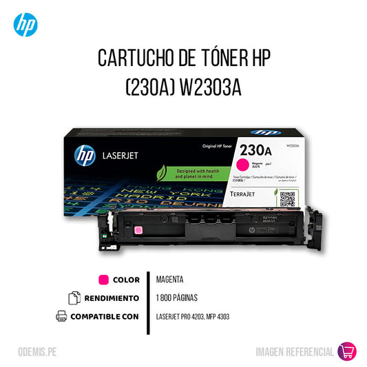 Nuevo Toner Hp W2303A (230A) 4201, 4203 Magenta 1,800 Pag