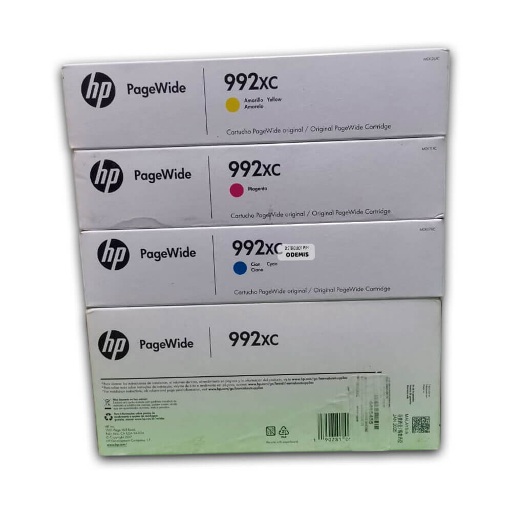 Tinta Hp 992XC Pagewide P77740Dw, 77750Z CYMK Kit Original