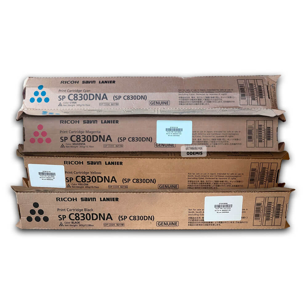 Toner Ricoh SP C830DNA , SP C831DN Pack Completo Original