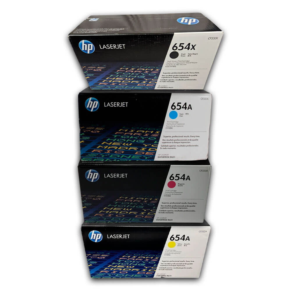 Toner Hp 654A M651n, M651dn, M651xh Pack Completo Original