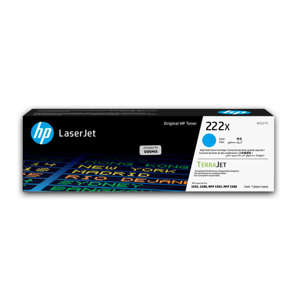 Toner Hp 222X W2221X Cyan 3201, 3303, 3388 2,500 pag Original